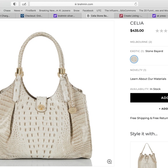 Brahmin Silver Celia Bag with Pecan trim and orange piping. - Picture 14 of 14